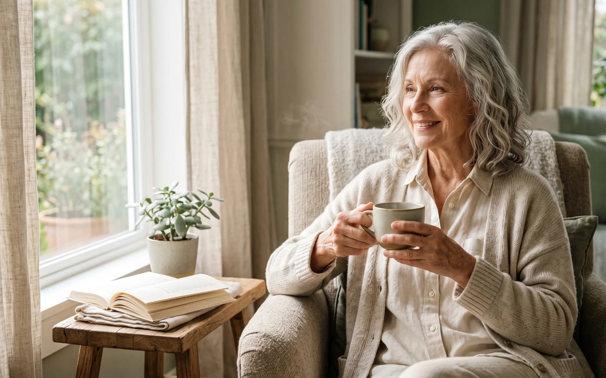 Senior patient with glasses and a cannabis leaf